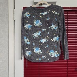 Girls Grey Floral Shirt
